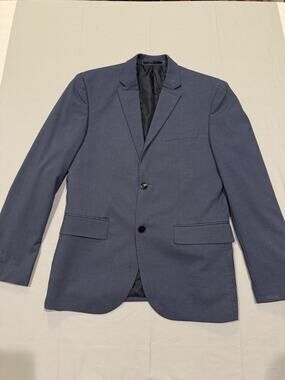 H&M Men’s Blue Suit Jacket Blazer 40R Two Button Stretch Tailored Sport Coat